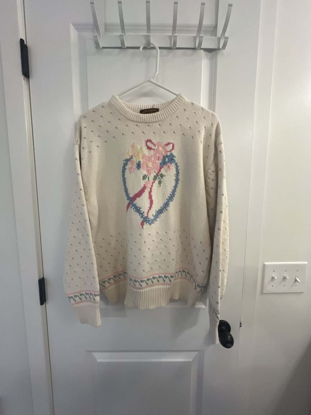 Vintage 1989 Eddie Bauer Floral Heart Cotton Crewneck Sweater